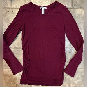 Women's Burgundy Maternity Long Sleeve Top